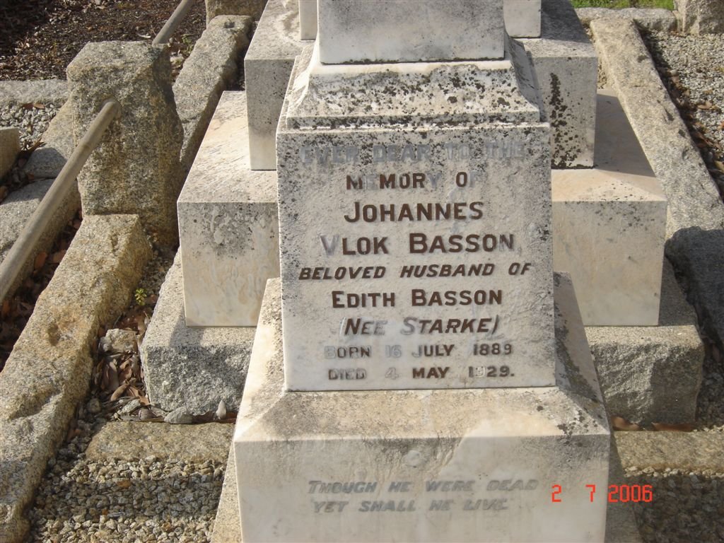 BASSON Johannes Vlok 1889-1929