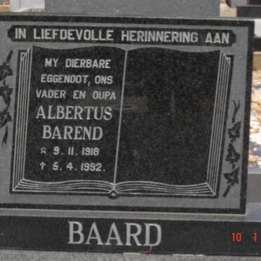 BAARD Albertus Barend 1918-1992