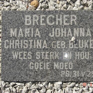 BRECHER Maria Johanna Christina nee BEUKES