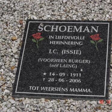 SCHOEMAN I.C. formerly BURGER nee LAING 1911-2006