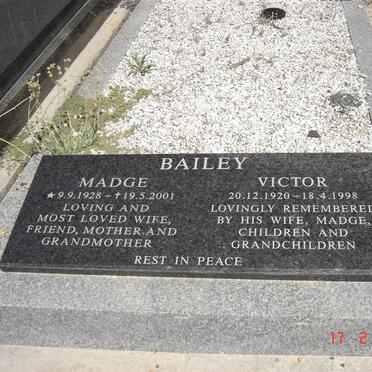 BAILEY Victor 1920-1998 &amp; Madge 1928-2001