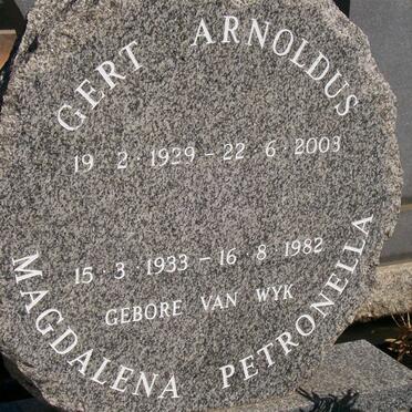 BOTHA Gert Arnoldus 1929-2003 &amp; Magdalena Petronella VAN WYK 1933-1982