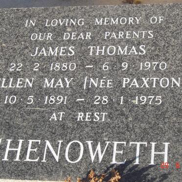 CHENOWETH James Thomas 1880-1970 &amp; Ellen May PAXTON 1891-1975