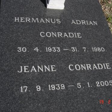 CONRADIE Hermanus Adrian 1933-1980 &amp; Jeanne 1939-2005