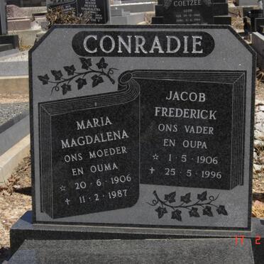 CONRADIE Jacob Frederick 1906-1996 &amp; Maria Magdalena 1906-1987