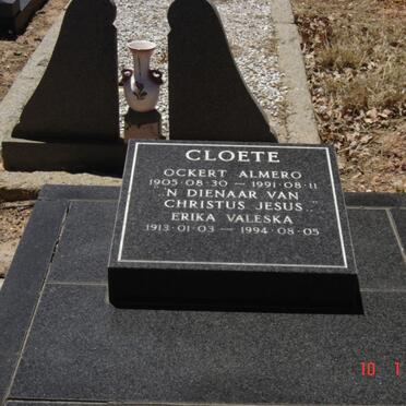 CLOETE Ockert Almero 1905-1991 &amp; Erika Valeska 1913-1994