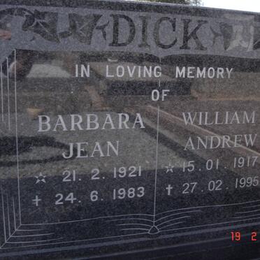 DICK William Andrew 1917-1995 &amp; Barbara Jean 1921-1983