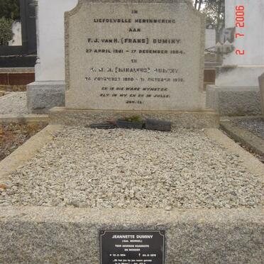 DUMINY F.J.v.H. 1881-1964 &amp; W.M.M. 1890-193?