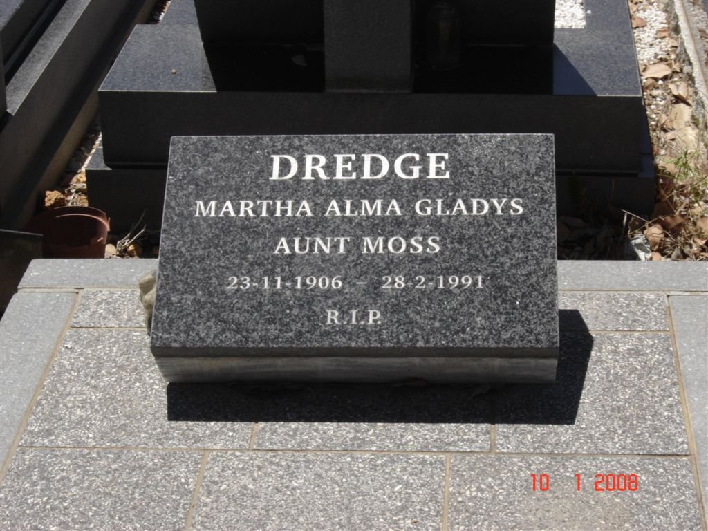 DREDGE Martha Alma Gladys 1906-1991