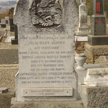 DUMINY Johan Andreas 1822-19? &amp; Julia Mary WHITCOMB 1829-1890