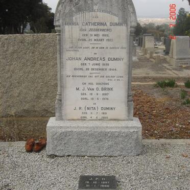 DUMINY Johan Andreas 1856-1944 &amp; Maria Catherina ZEEDERBERG 1860-1923