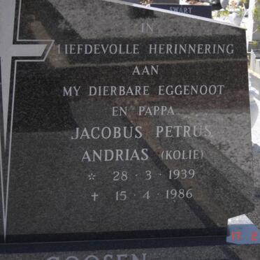 GOOSEN Jacobus Petrus Andrias 1939-1986