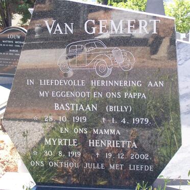 GEMERT Bastiaan, van 1919-1979 &amp; Myrtle Henrietta 1919-2002