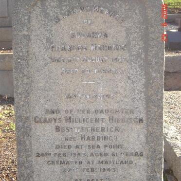 HARDING Susanna Frances -1936 :: BESTWETHERICK Gladys Millicent Hilditch nee HARDING -1943