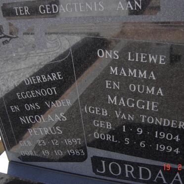 JORDAAN Nicolaas Petrus 1897-1983 &amp; Maggie VAN TONDER 1904-1994