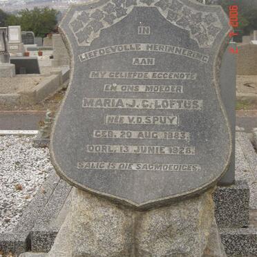 LOFTUS Maria J.C. nee V.D. SPUY 1883-1928