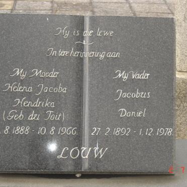 LOUW Jacobus Daniel 1892-1978 &amp; Helena Jacoba Hendrika DU TOIT 1888-1966
