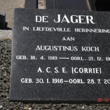 JAGER Augustinus Koch, de 1910-1969 &amp; A.C.S.E. 1916-2006