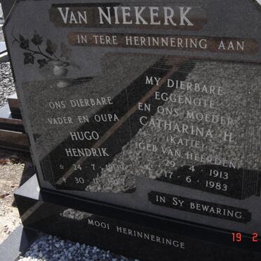 NIEKERK Hugo Hendrik, van 1909-1987 &amp; Catharina H. VAN HEERDEN 1913-1983
