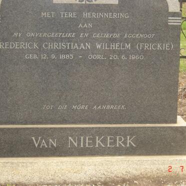 NIEKERK Frederick Christiaan Wilhelm, van 1885-1960