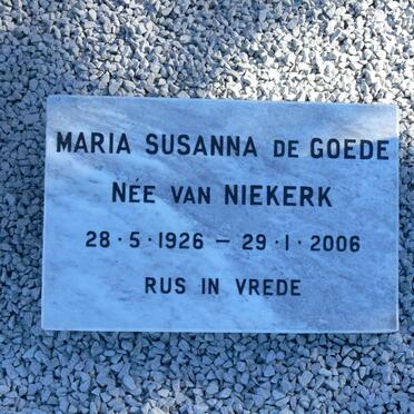 GOEDE Maria Susanna, de nee van NIEKERK 1926-2006