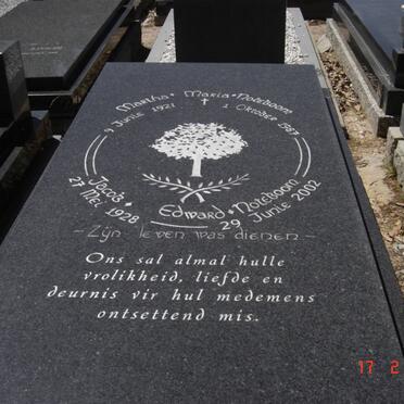 NOTEBOOM Jacob Edward 1928-2002 &amp; Martha Maria 1921-1987