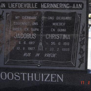 OOSTHUIZEN Jacobus 1917-1987 &amp; Christina 1918-1989