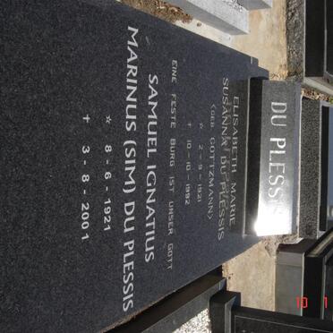 PLESSIS Samuel Ignatius Marinus, du 1921-2001 &amp; Elisabeth Marie Susanna GOTTZMANN 1921-1992