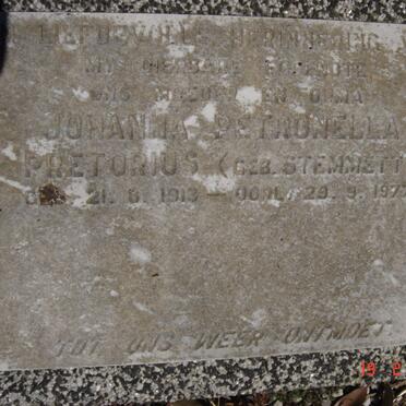 PRETORIUS Johanna Petronella nee STEMMETT 1913-1977