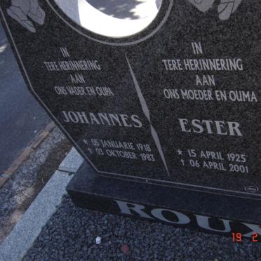 ROUX Johannes 1918-1983 &amp; Ester 1925-2001