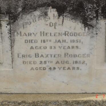 RODGER Mary Helen –1951 :: RODGER Eric Baxter -1952