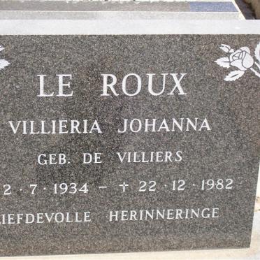 ROUX Villieria Johanna, le nee DE VILLIERS 1934-1982
