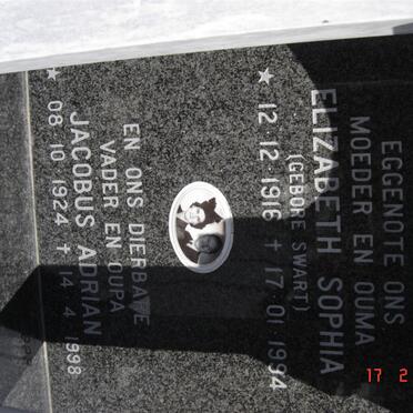 ROSSOUW Jacobus Adrian 1924-1998 &amp; Elizabeth Sophia SWART 1916-1994