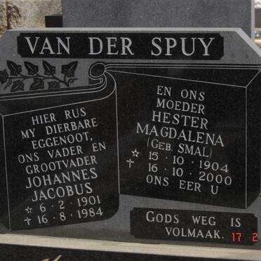 SPUY Johannes Jacobus, van der 1901-1984 &amp; Hester Magdalena SMAL 1904-2000