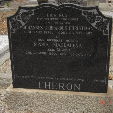 THERON Johannes Gerhardus Christiaan 1876-1963 &amp; Maria Magdalena MANS 1890-1967