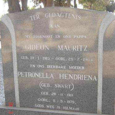 VILLIERS Gideon Mauritz, de 1915-1964 &amp; Petronella Hendriena SWART 1919-1978