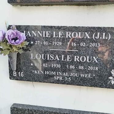 ROUX J.I., le 1929-2013 &amp; Louisa 1930-2018