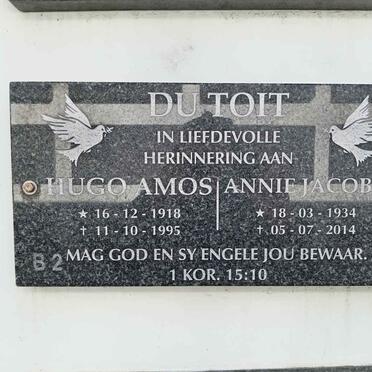 TOIT Hugo Amos, du 1918-1995 &amp; Annie Jacoba 1934-2014