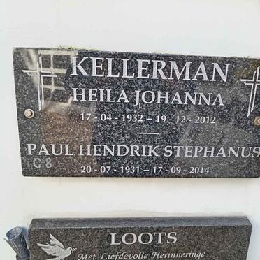 KELLERMAN Paul Hendrik Stephanus 1931-2014 &amp; Heila Johanna 1932-2012