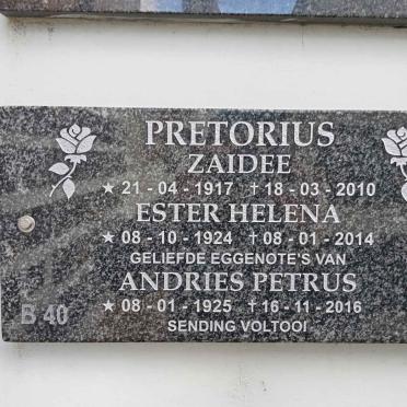 PRETORIUS Andries Petrus 1925-2016 & Zaidee 1917-2010 :: PRETORIUS Ester Helena 1924-2014