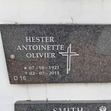 OLIVIER Hester Antoinette 1921-2015