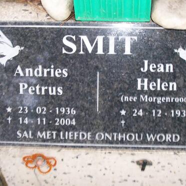 SMIT Andries Petrus 1936-2004 &amp; Jean Helen MORGENROOD 1937-