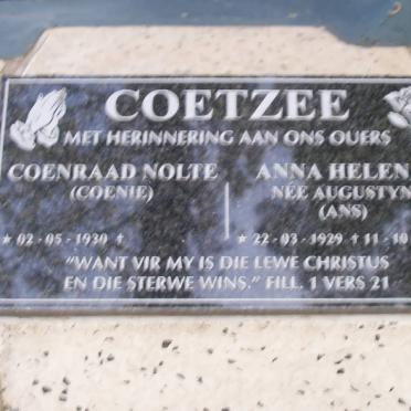 COETZEE Coenraad Nolte 1930- &amp; Anna Helena AUGUSTYN 1929-2005