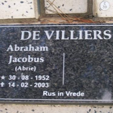 VILLIERS Abraham Jacobus, de 1952-2003