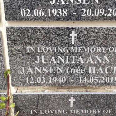 JANSEN Juanita Ann nee HACK 1940-2019