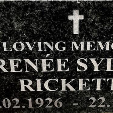 RICKETTS Renée Sylvia 1926-2010