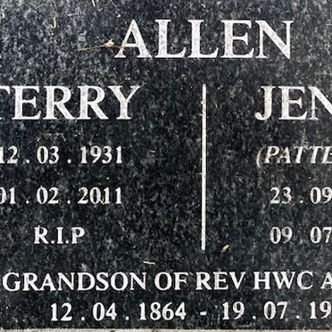ALLEN Terry 1931-2011 &amp; Jenny PATTENDEN 1934-2017 :: ALLEN H.W.C. 1864-1957