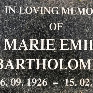 BARTHOLOMEW Marie Emily 1926-2011