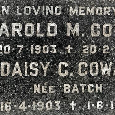 COWAN Harold M. 1903-1986 &amp; Daisy C. BATCH 1903-1992
