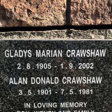 CRAWSHAW Alan Donald 1901-1981 &amp; Gladys Marian 1905-2002